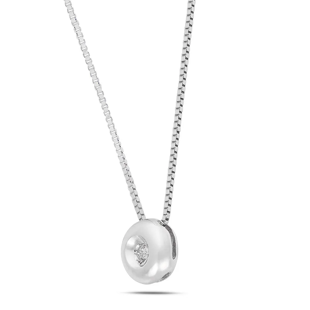 Sinico Donut collana punto luce diamante oro bianco 42 cm