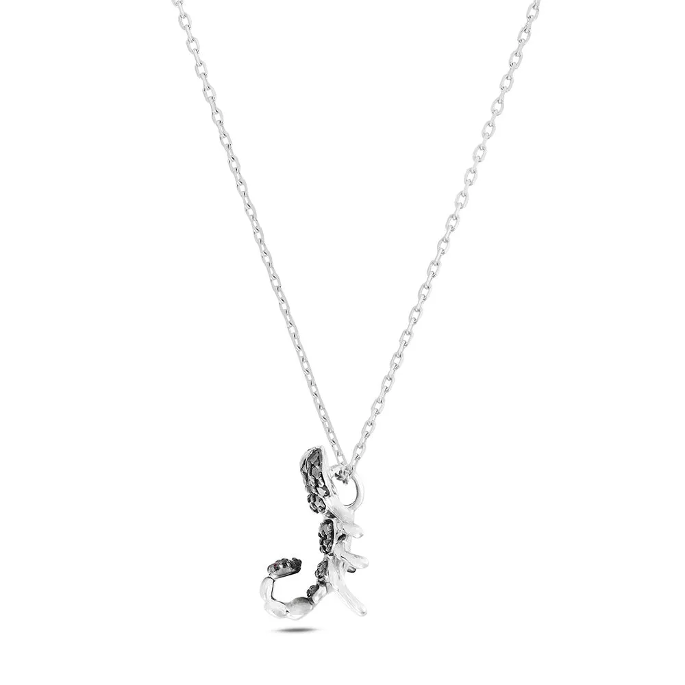 Sinico Good Luck Scorpione collana oro bianco 42 cm diamanti neri