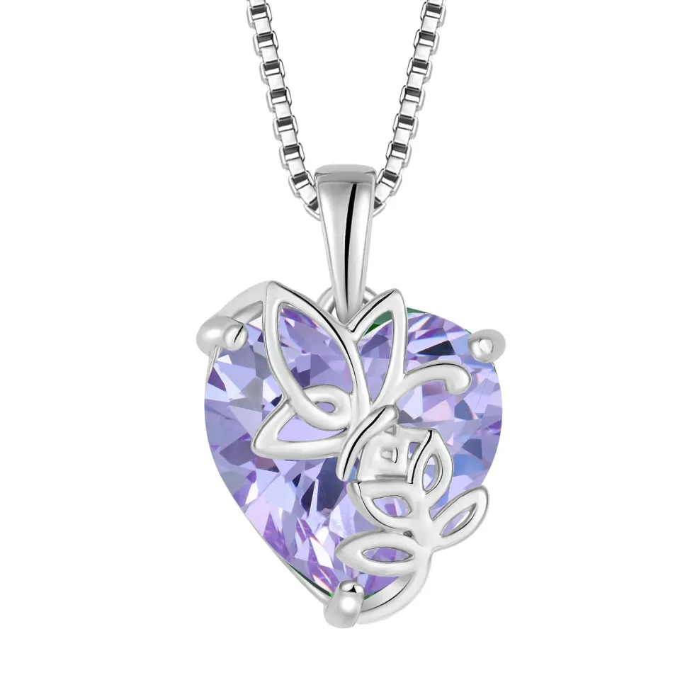 YL Cuore Rosa Farfalla collana alessandrite giugno argento 925