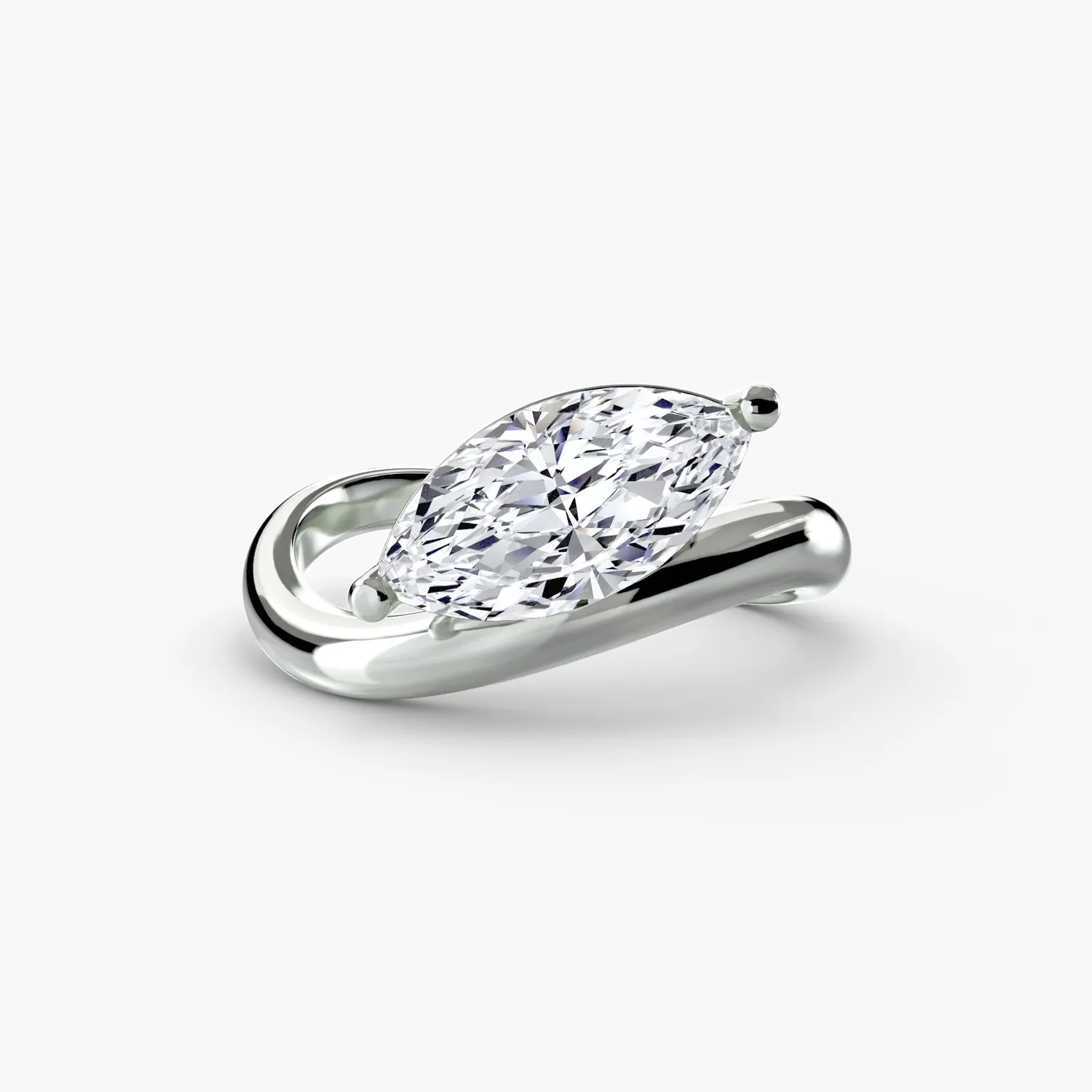Sinico The Wave Ring anello oro bianco 14Kt marquise