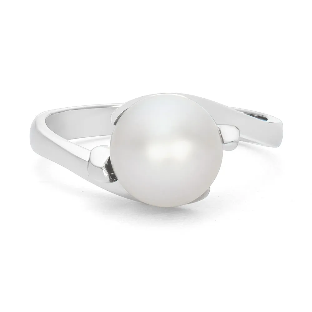 Sinico Perle anello oro bianco perla bianca misura 14
