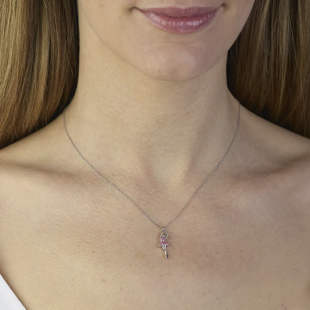 Sinico Dance ballerina collana oro bianco zirconia rosa