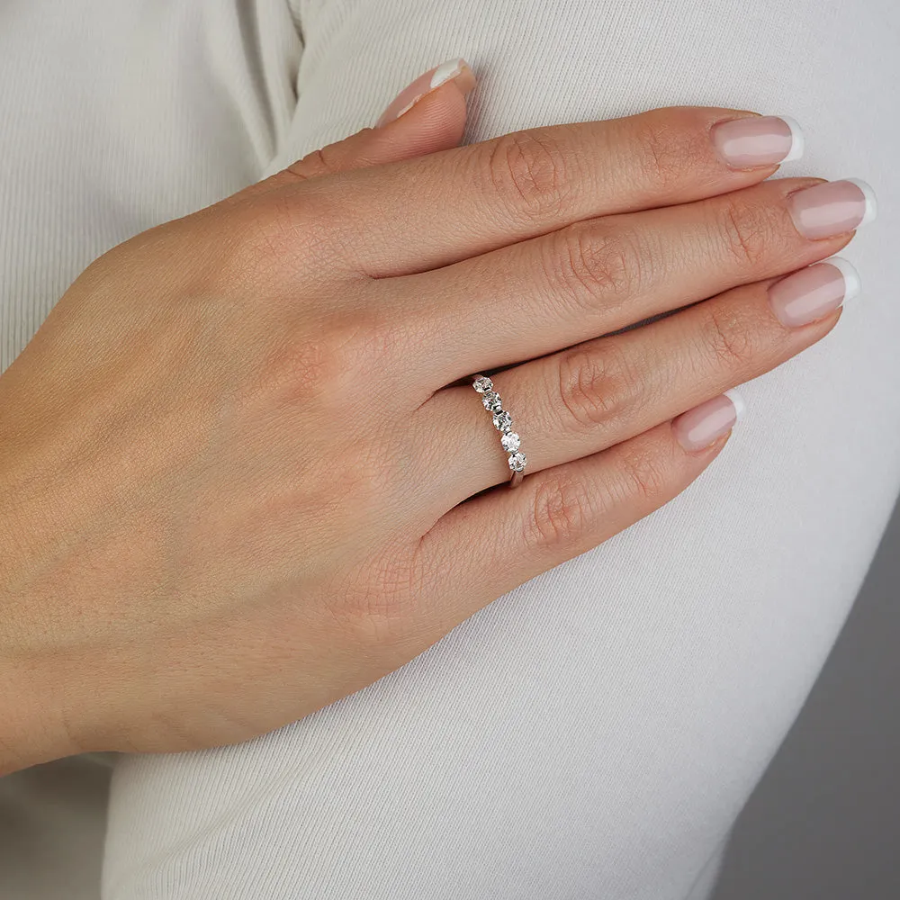 SINICO veretta Princess anello oro bianco 5 pietre