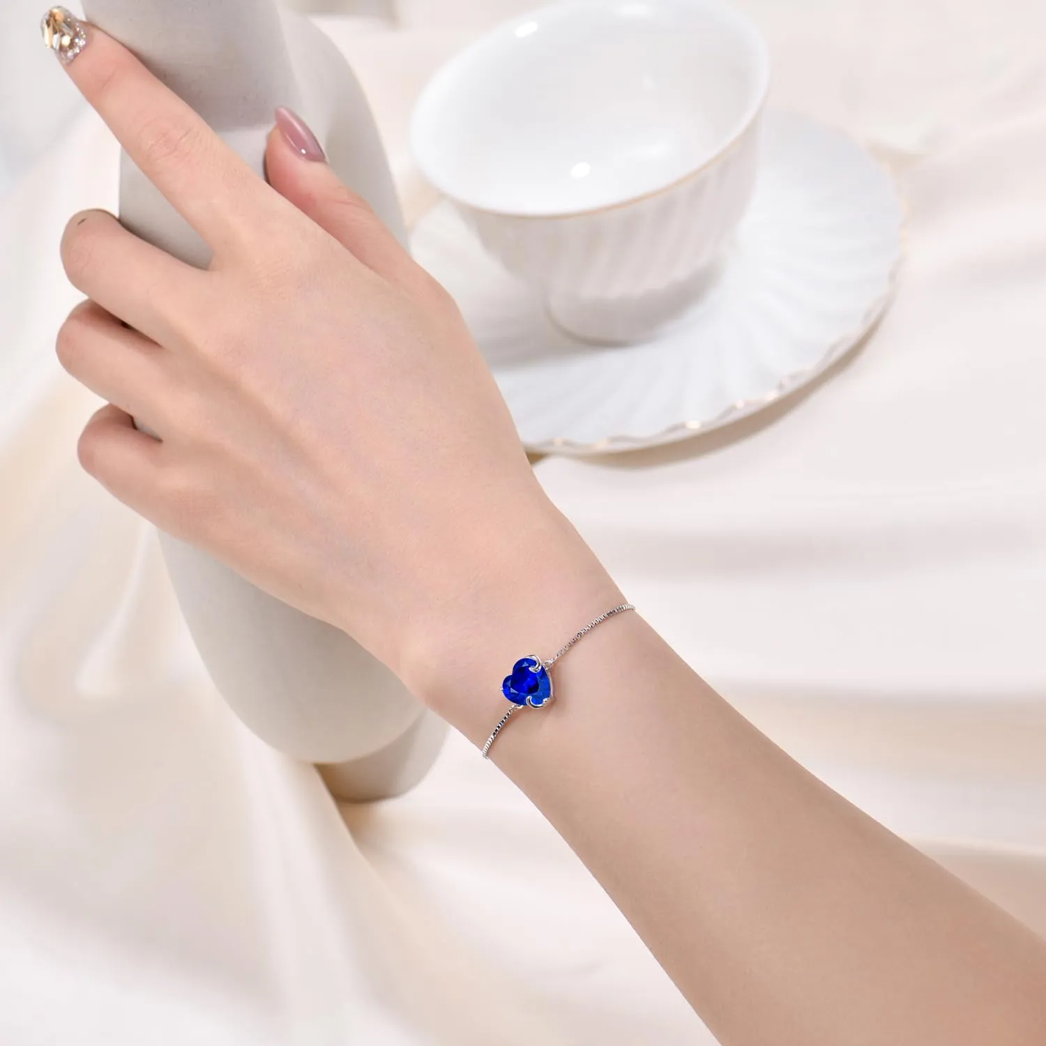 YL Cuore bracciale argento pietra portafortuna donna