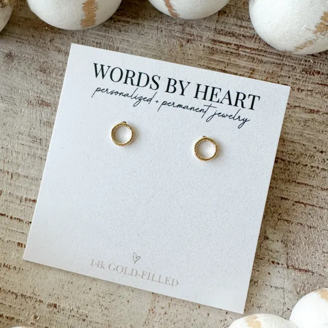 WordsByHeartCo Sparkle Circle orecchini bottone argento 6 mm