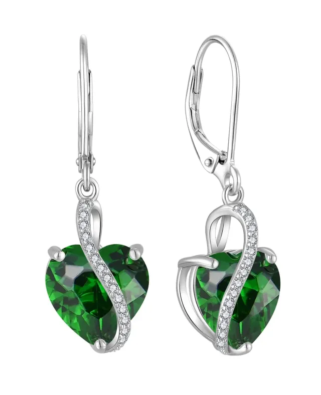 YL Cuore orecchini argento 925 smeraldo maggio