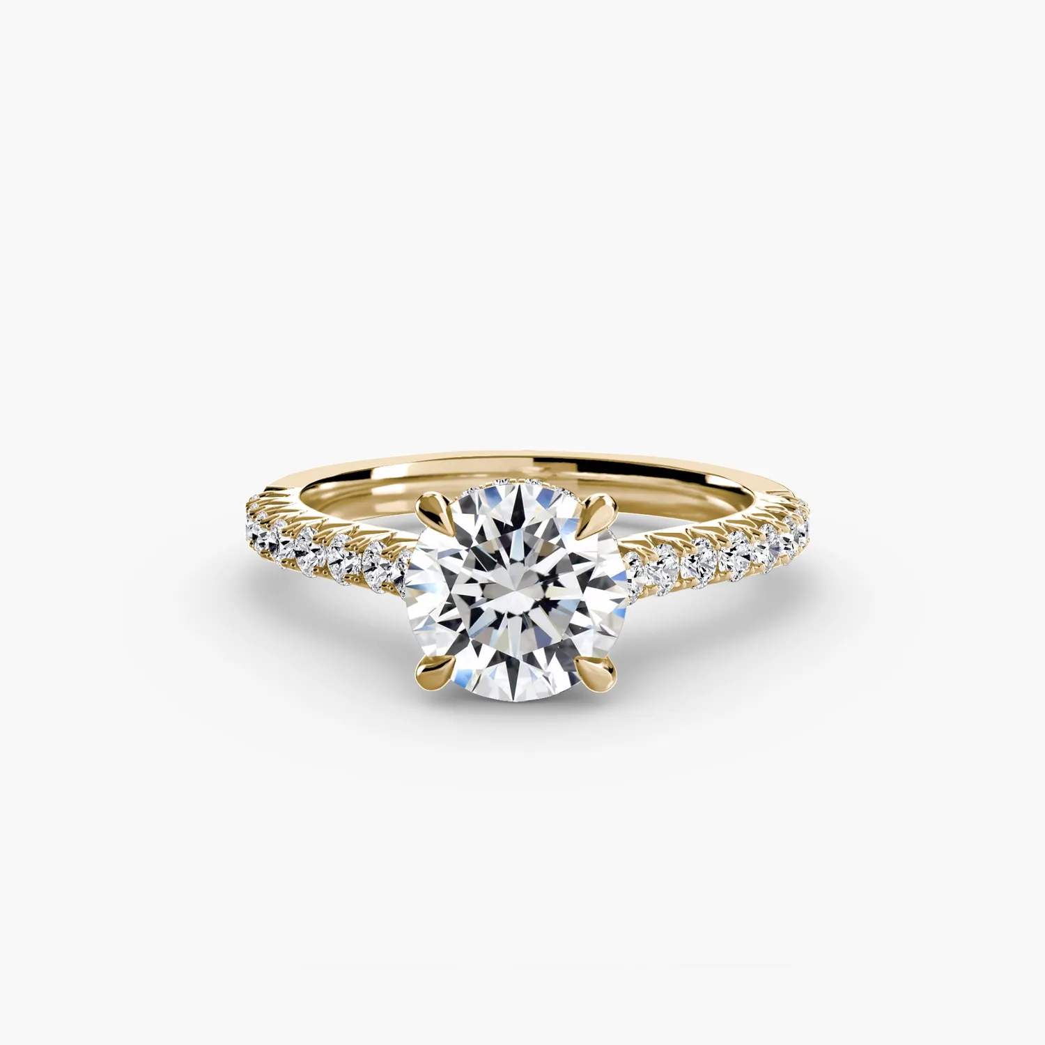 Sinico Solitaire with Pavé 5 anello oro bianco 14Kt tondo