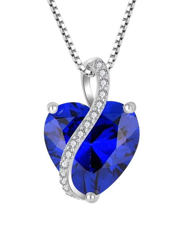 YL Cuore collana argento 925 zaffiro settembre