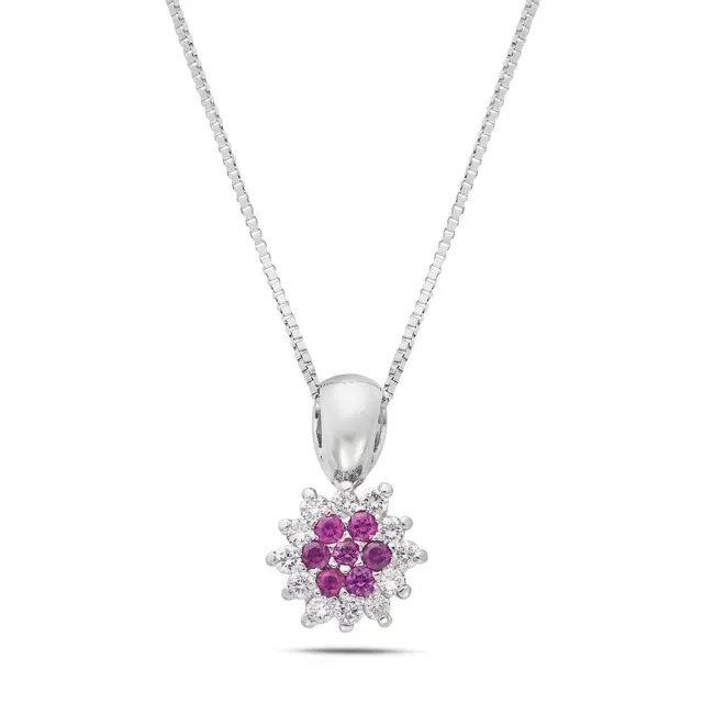Sinico Flowers Classic collana oro bianco diamanti rubini