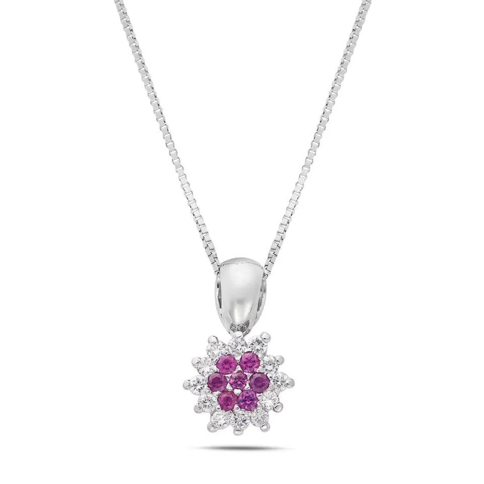 Sinico Flowers Classic collana oro bianco diamanti rubini