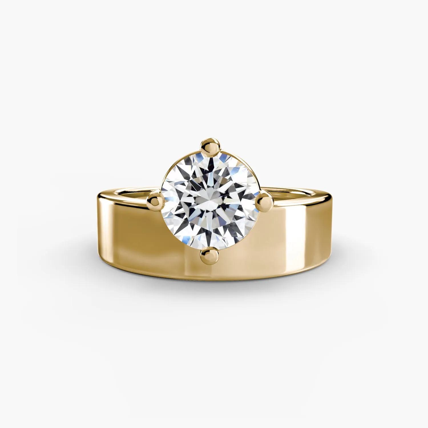 SINICO Wide Band Solitaire anello oro fascia larga 4,20mm
