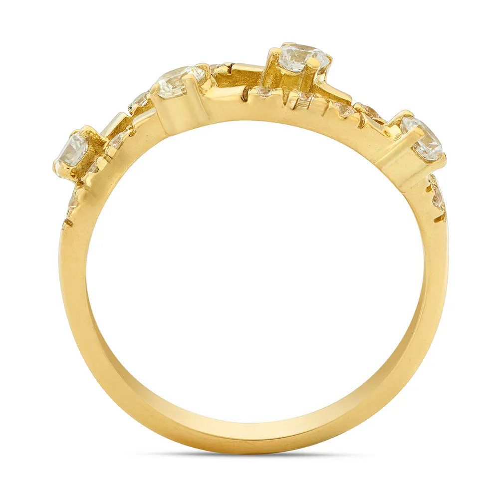 Sinico Rivière 2 file anello oro giallo zirconi misura 13
