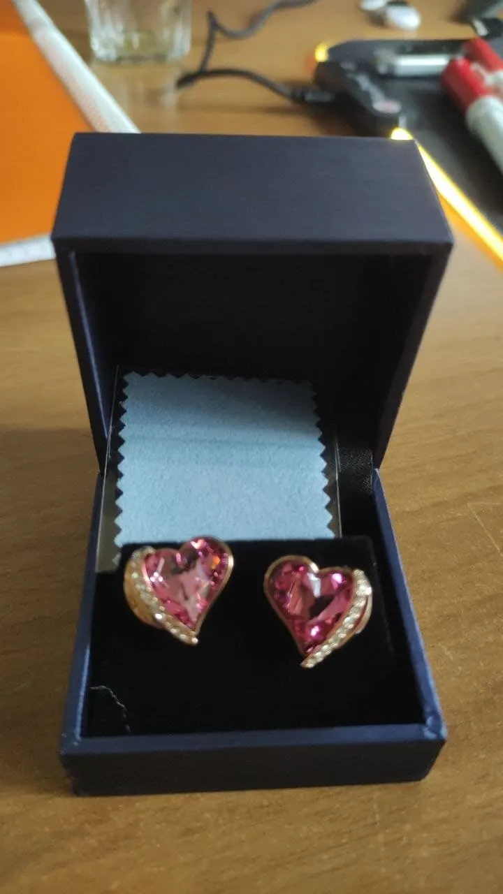 CDE Orecchini a Bottone Cuore Oro Rosa Ipoallergenici