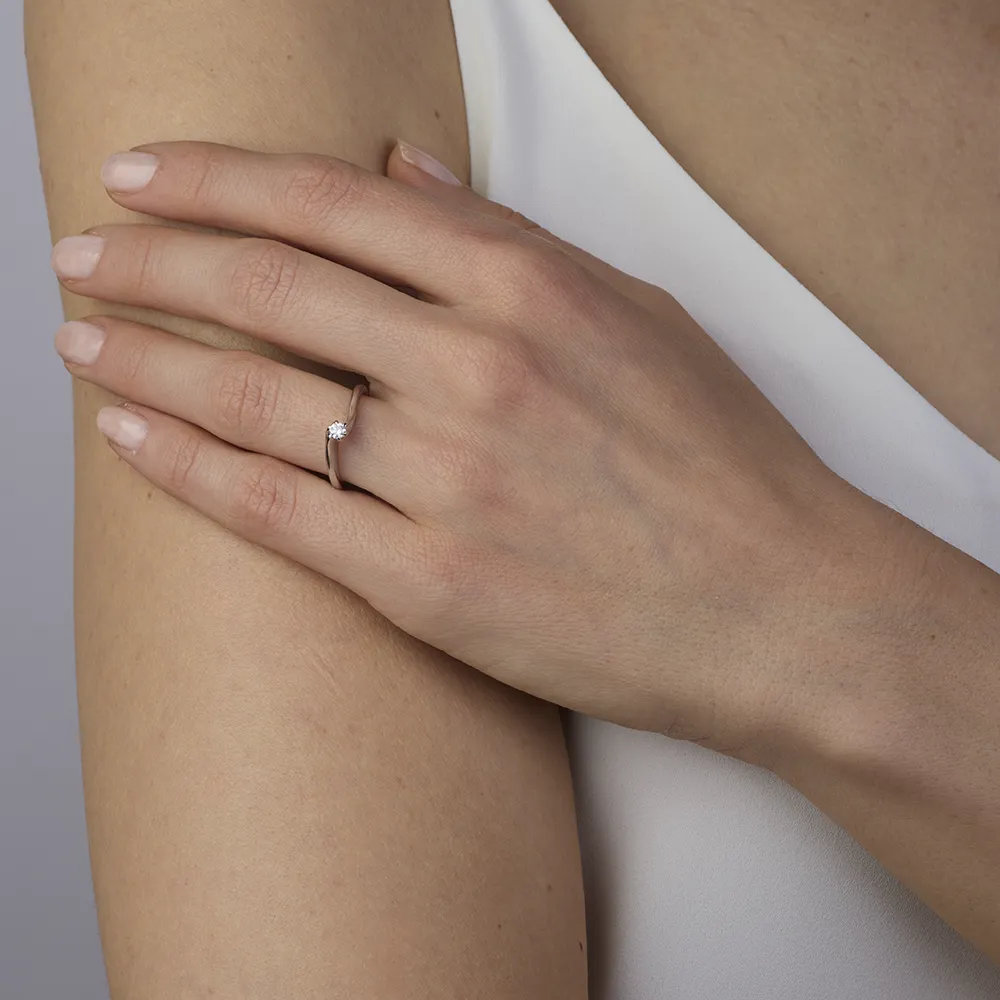 SINICO Promesse Valentine anello solitario oro bianco diamante