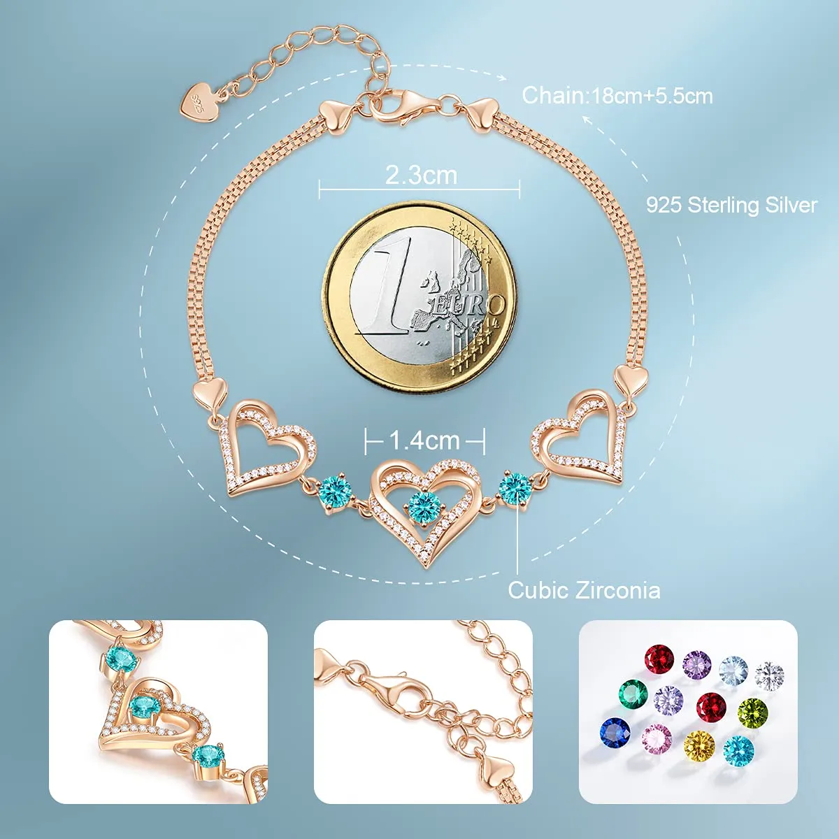 CDE Amore Bracciale Argento 925 Cuore Placcato Bianco
