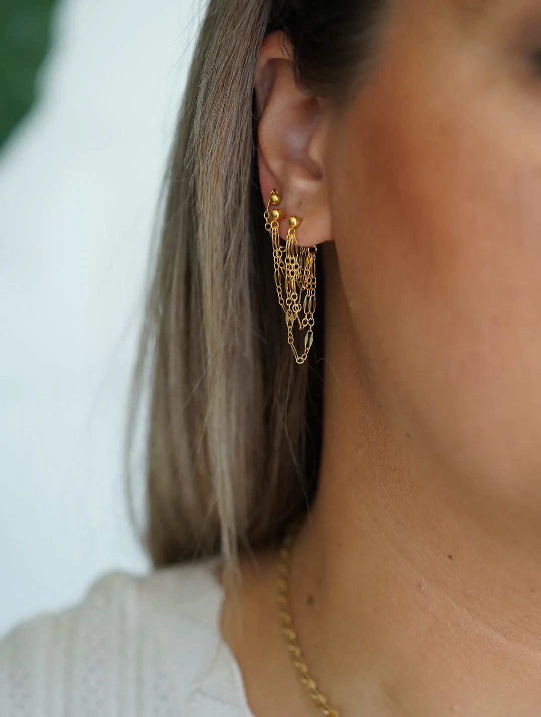 WordsByHeartCo Lacy Draped orecchini catena argento 925