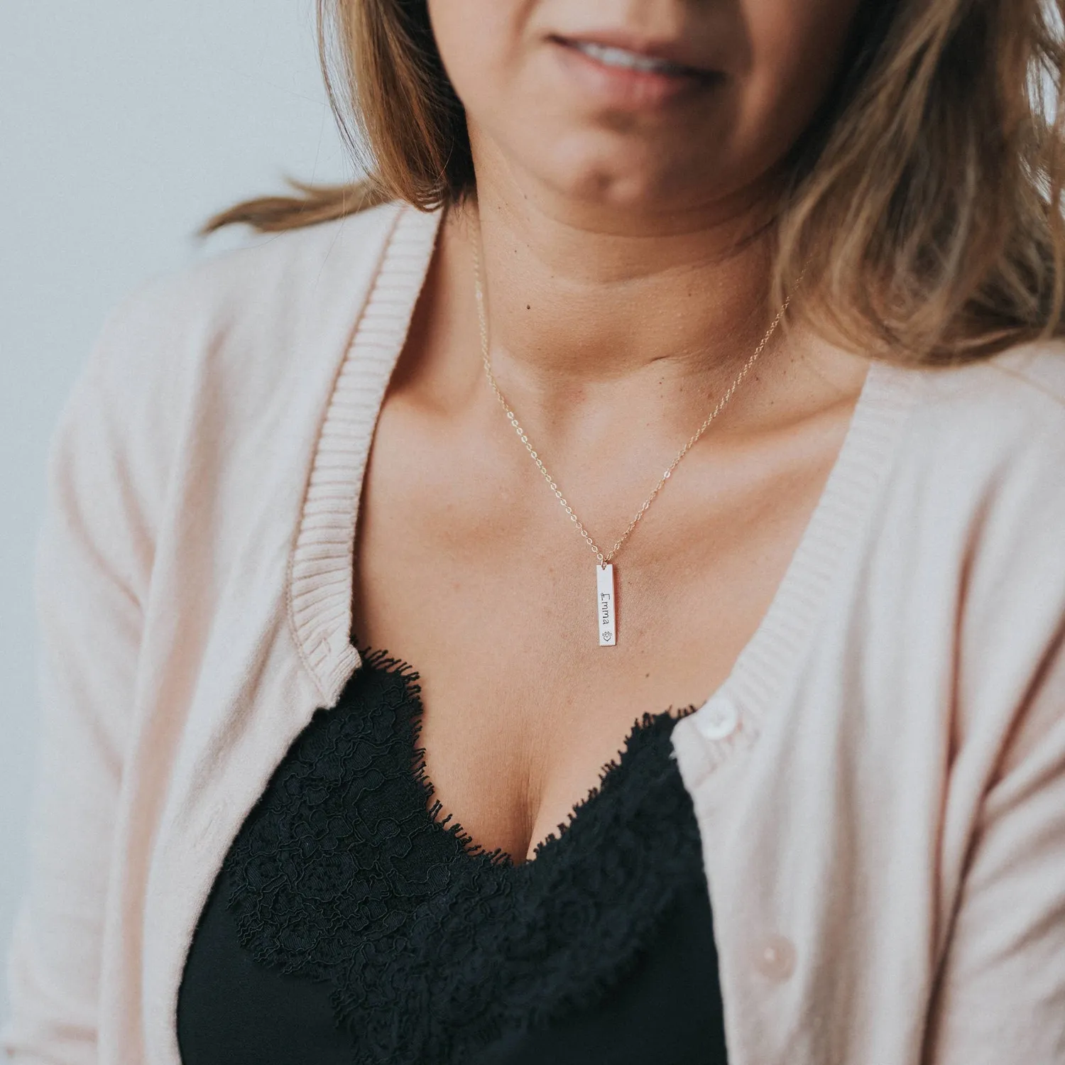 WordsByHeartCo Vertical Name collana barretta argento 925 1 nome mamma