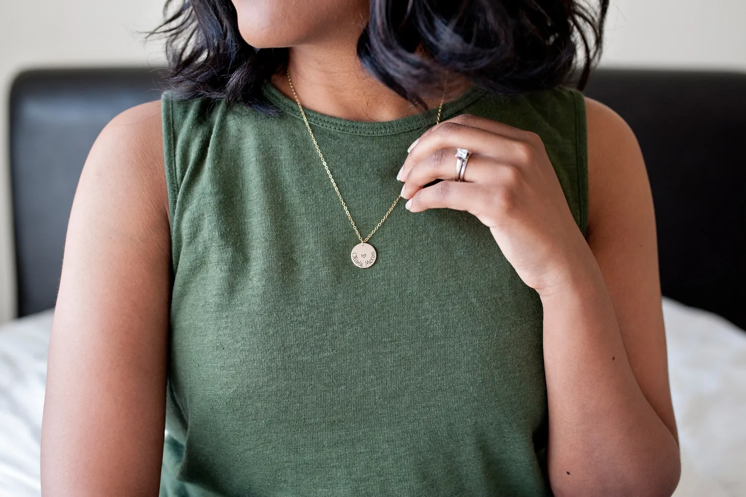 WordsByHeartCo Breathe Disc collana argento 925 18"