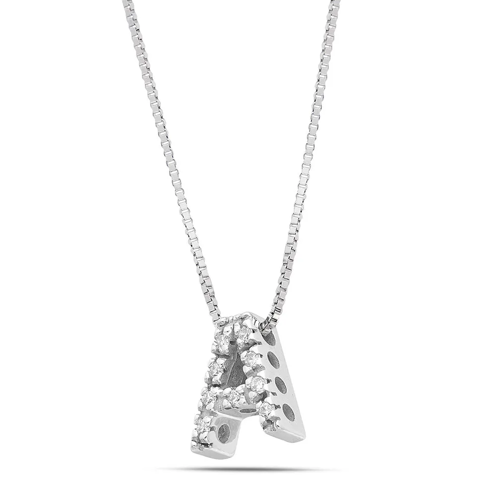 Sinico Letters A Collana Oro Bianco 18Kt Diamanti 42 cm