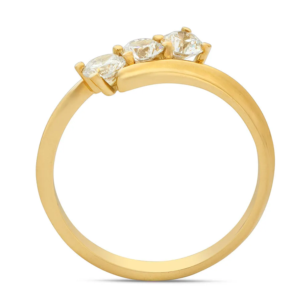 Sinico Trilogy onda anello oro giallo zirconia bianchi