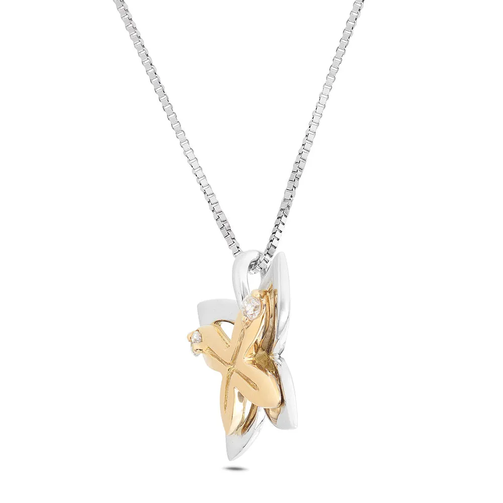 Sinico Coccole Farfalla Collana oro bianco rosa diamanti