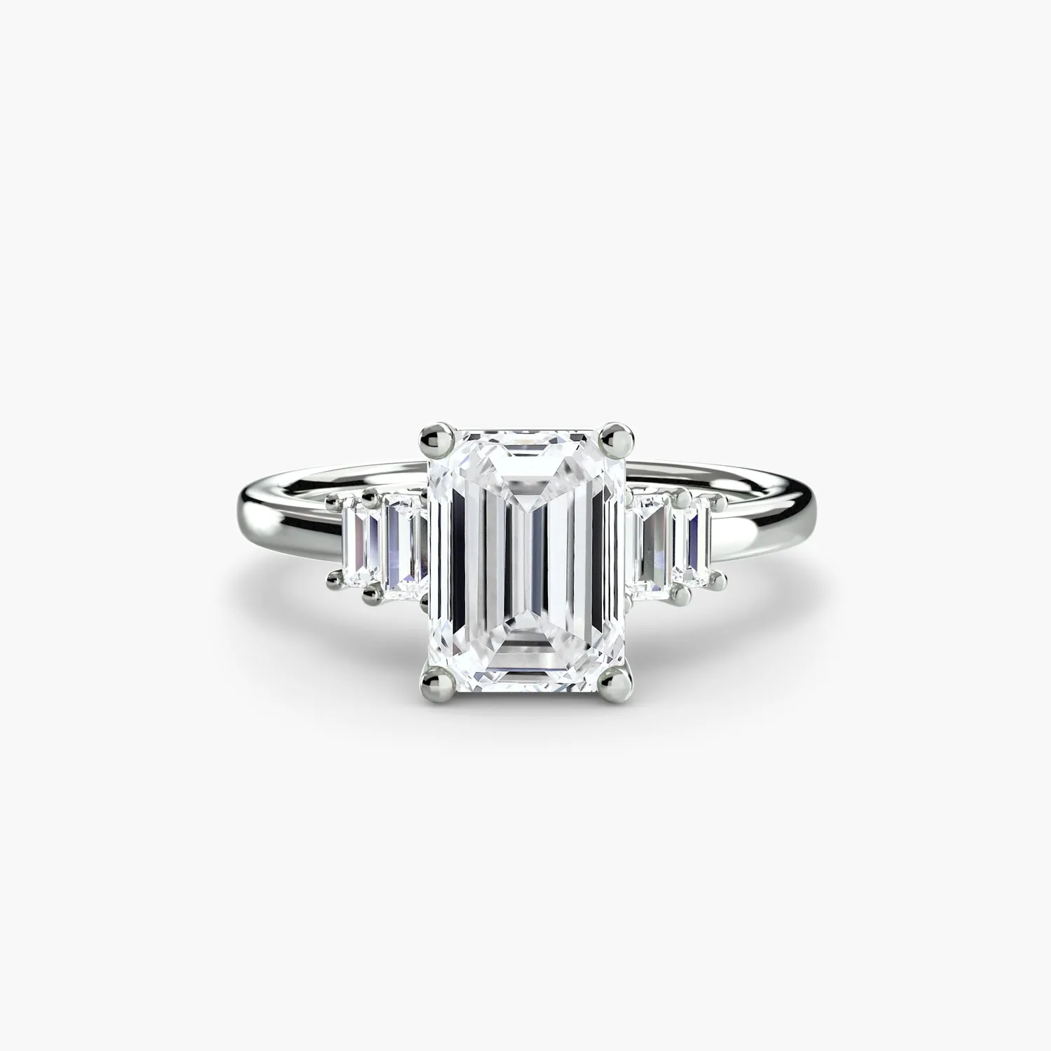 Sinico Baguette Accent Solitaire anello oro bianco 14Kt