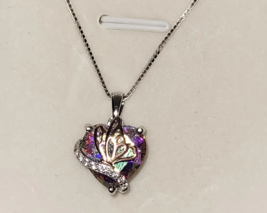YL Farfalla Cuore collana argento 925 rubino luglio