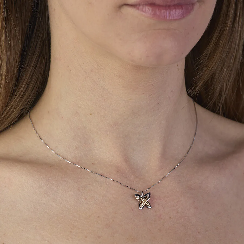 Sinico Coccole Farfalla Collana oro bianco rosa diamanti