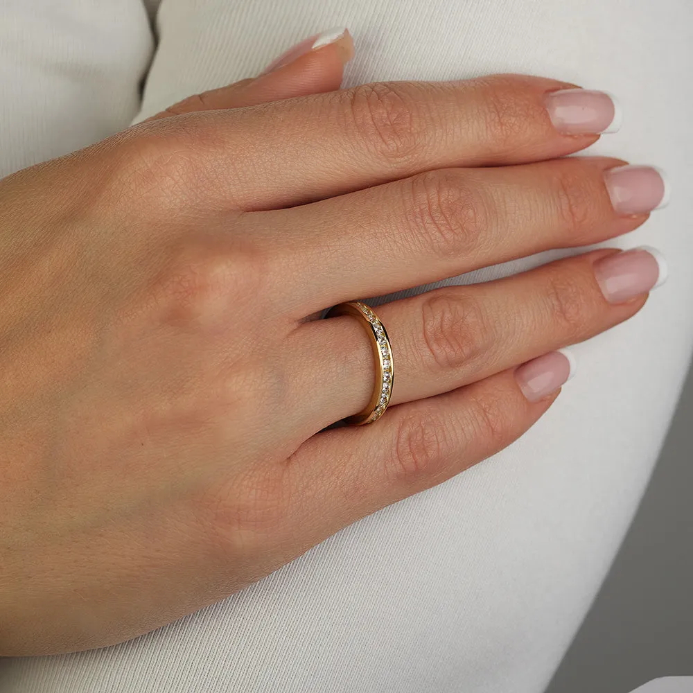 Sinico Eternity Binario anello oro giallo zirconi bianchi
