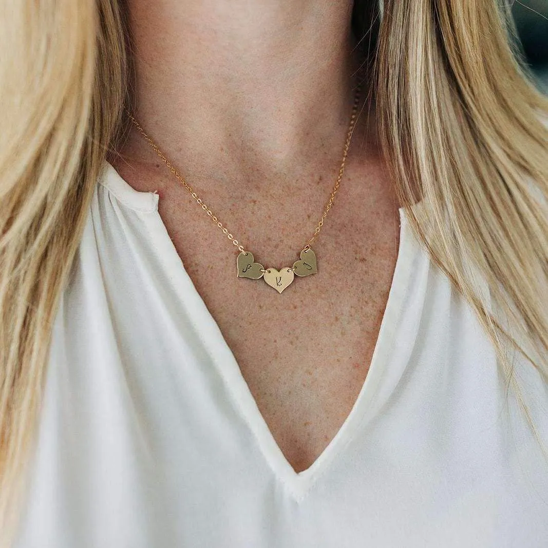 WordsByHeartCo Dainty collana 2 cuori argento 925 iniziali