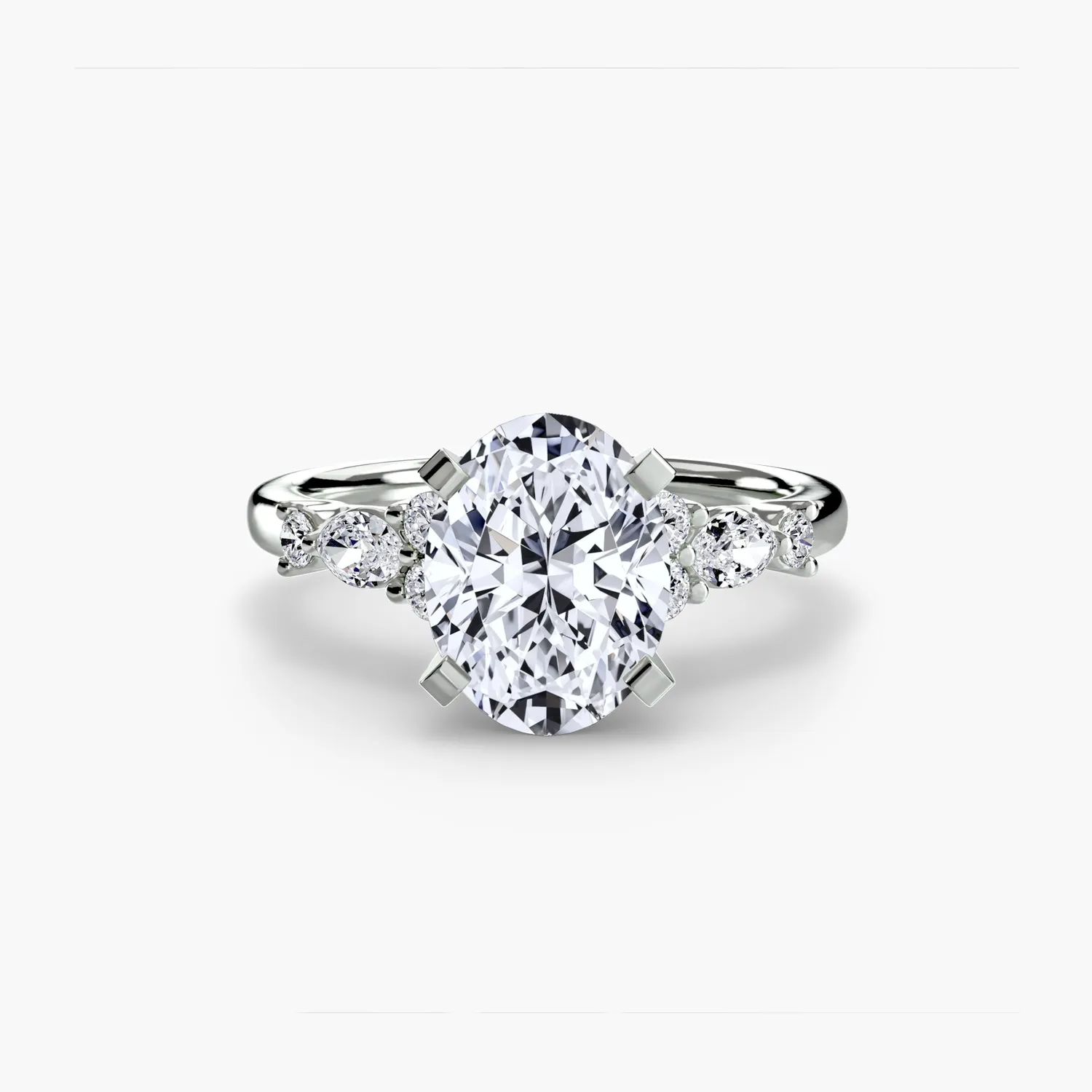 Sinico Floral Accent Solitaire anello oro bianco 18Kt