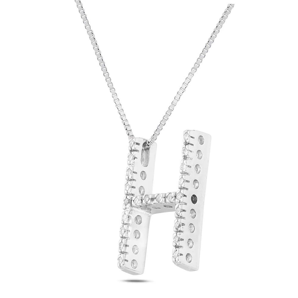 Sinico Letters Collana Lettera H Oro Bianco Diamanti 0,15 ct 42 cm
