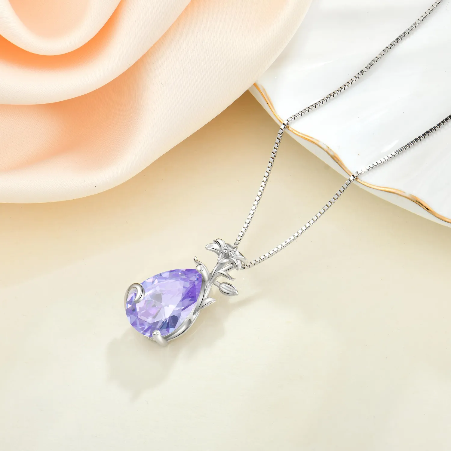 YL Giglio collana argento 925 pietra pera