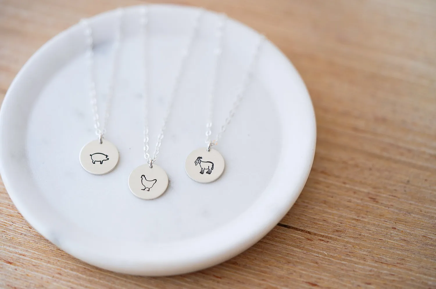 WordsByHeartCo Pig collana disco maialino argento 925