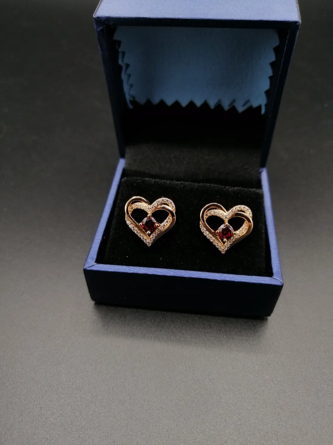 CDE Cuore Orecchini Argento 925 Oro Rosa Lobo