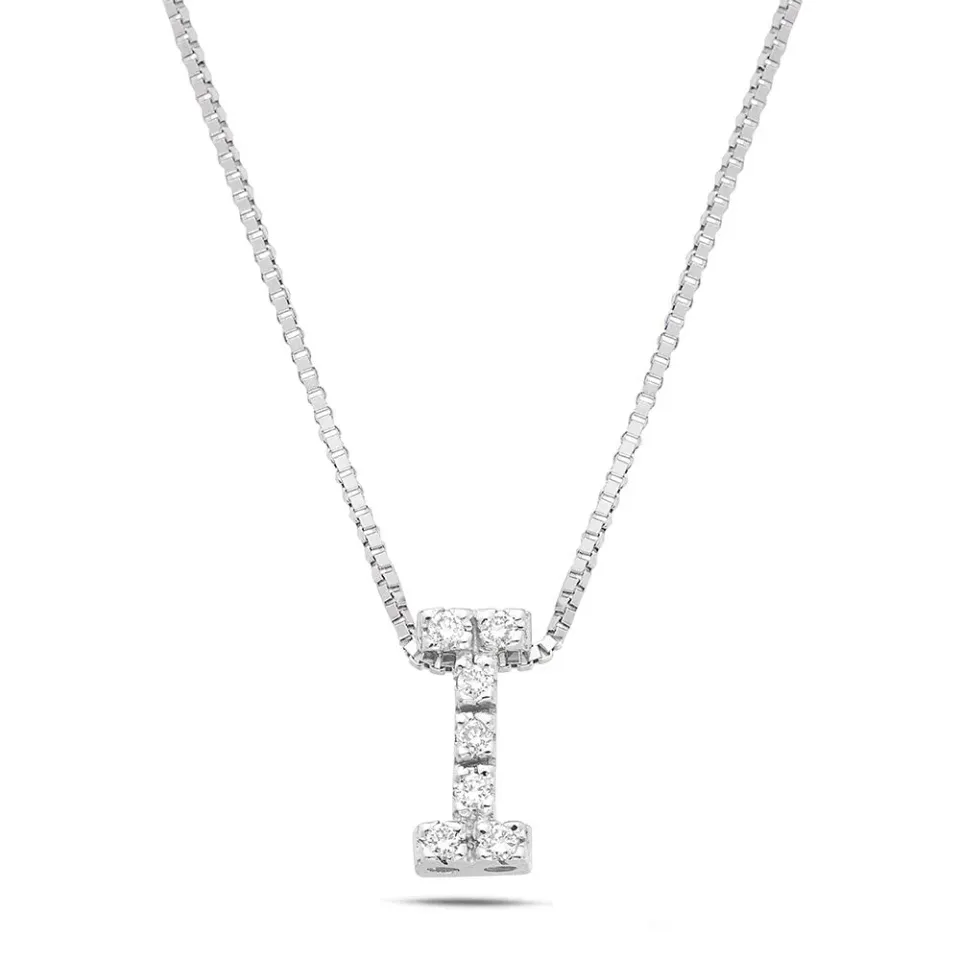 Sinico Letters I Piccola Collana Oro Bianco Diamanti 42 cm