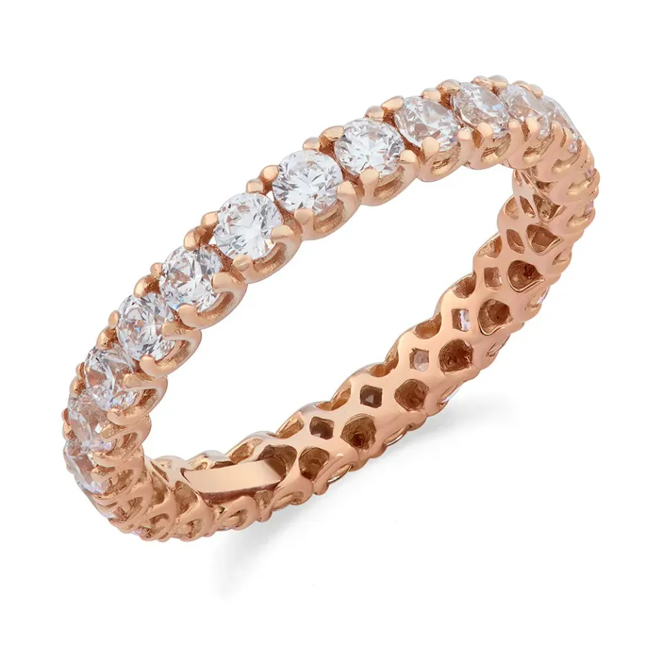 Sinico Eternity anello oro rosa zirconia bianchi misura 14