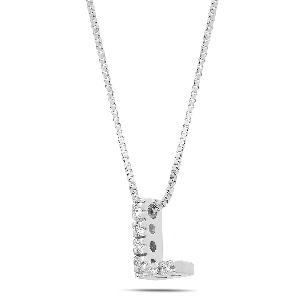 Sinico Letters Collana Lettera L Piccola Oro Diamanti 0,04 ct 42 cm