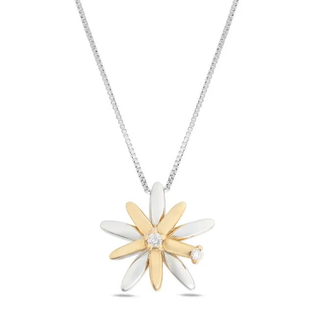 SINICO Coccole collana sole oro bianco rosa con diamanti