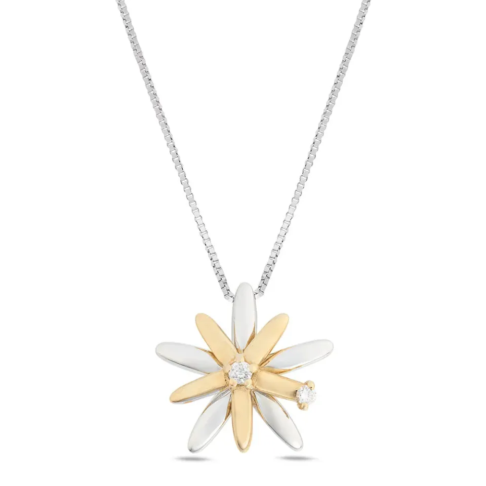 SINICO Coccole collana sole oro bianco rosa con diamanti