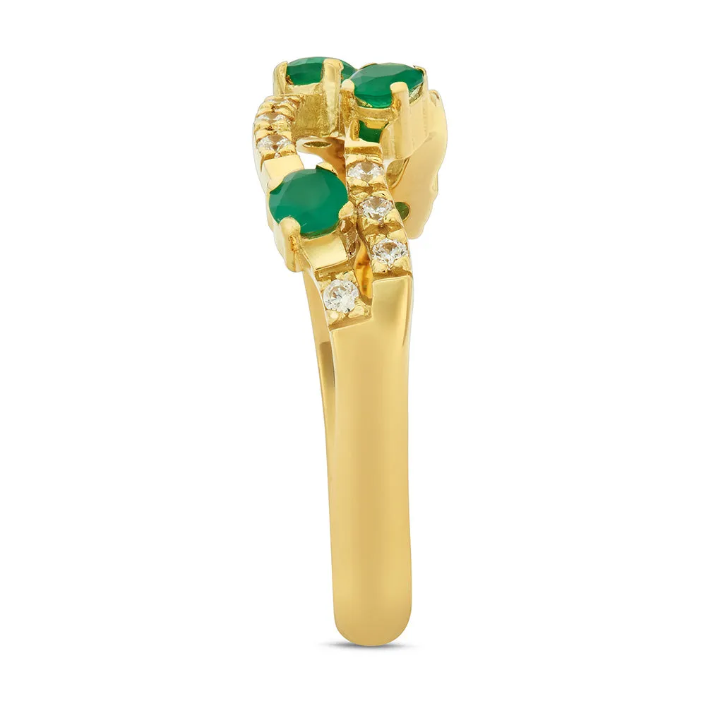 Sinico Rivière 2 File Onda Anello Oro Giallo 13 Agata Verde
