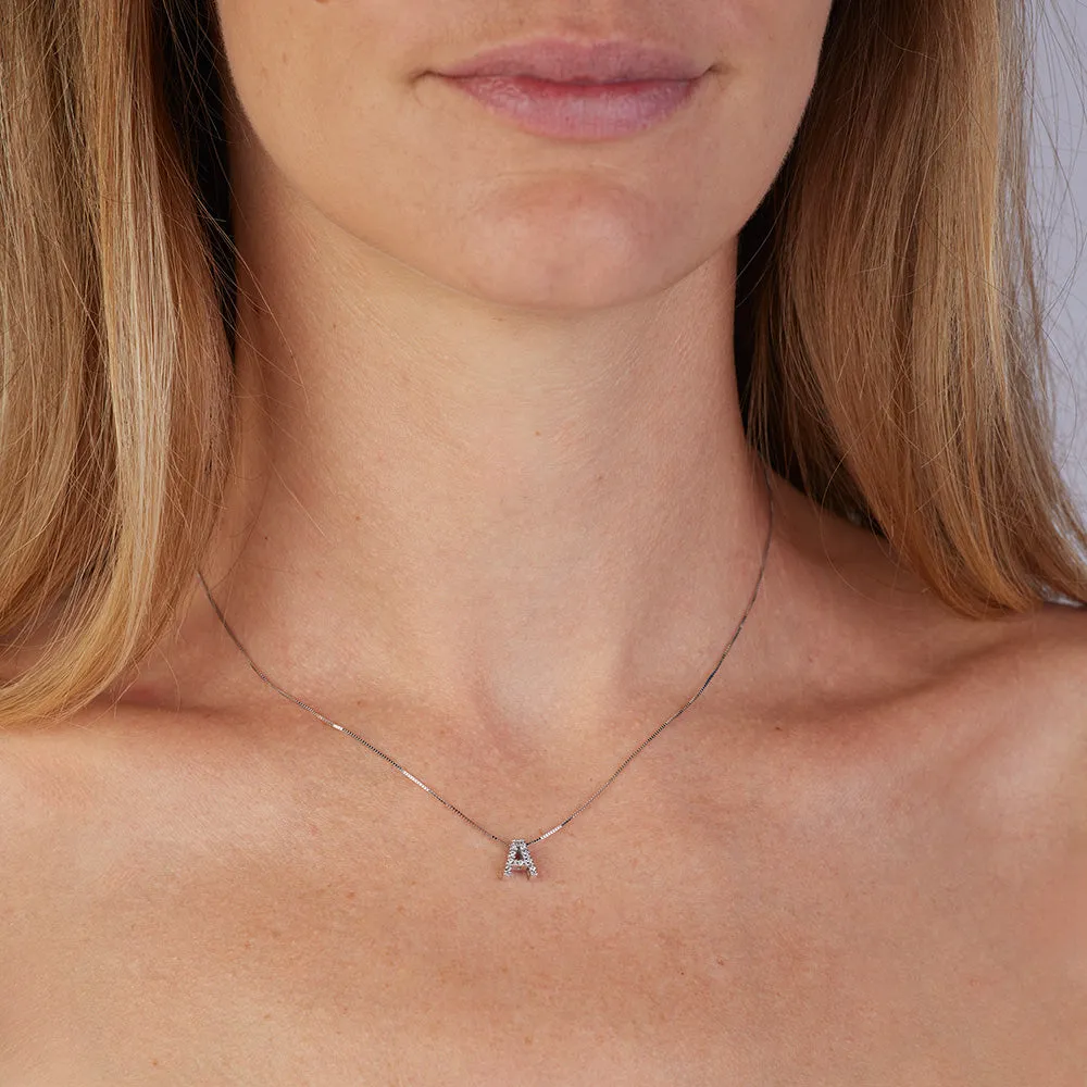 Sinico Letters A Collana Oro Bianco 18Kt Diamanti 42 cm