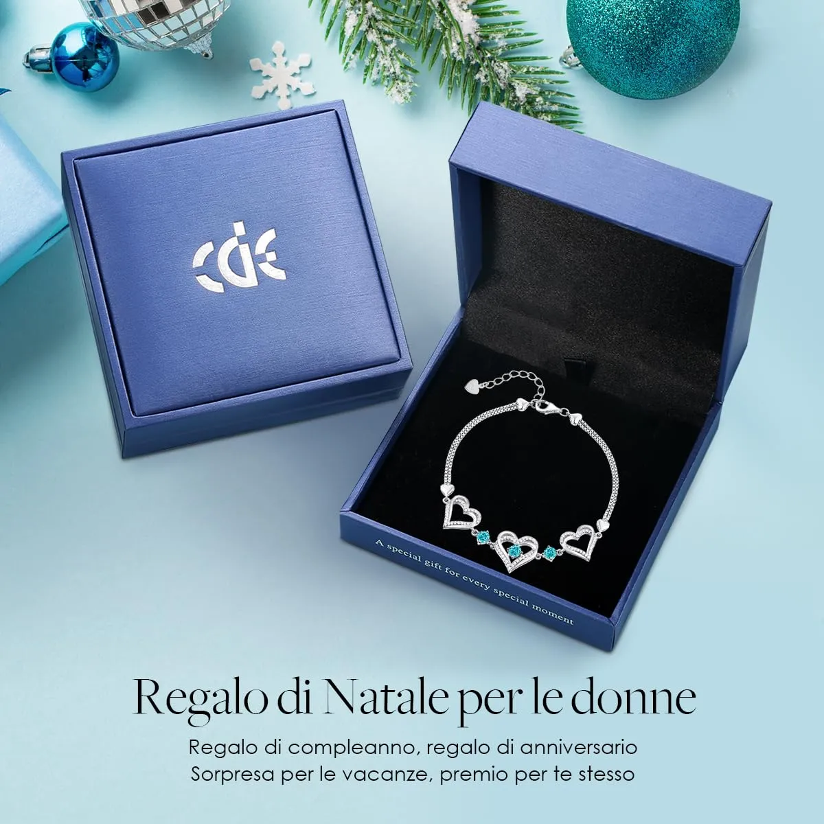 CDE Classico Bracciale Donna Argento 925 Cuore Zirconi