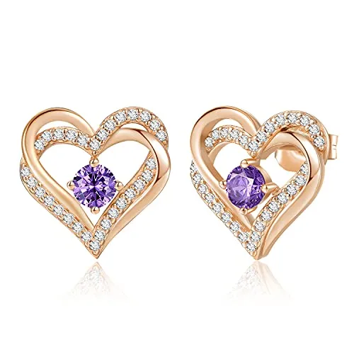 CDE Cuore orecchini a bottone argento 925 oro bianco