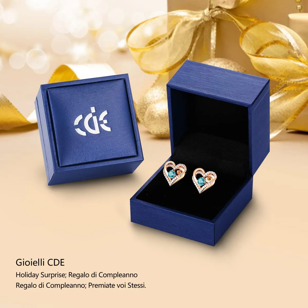CDE Cuore Orecchini Argento 925 Oro Bianco