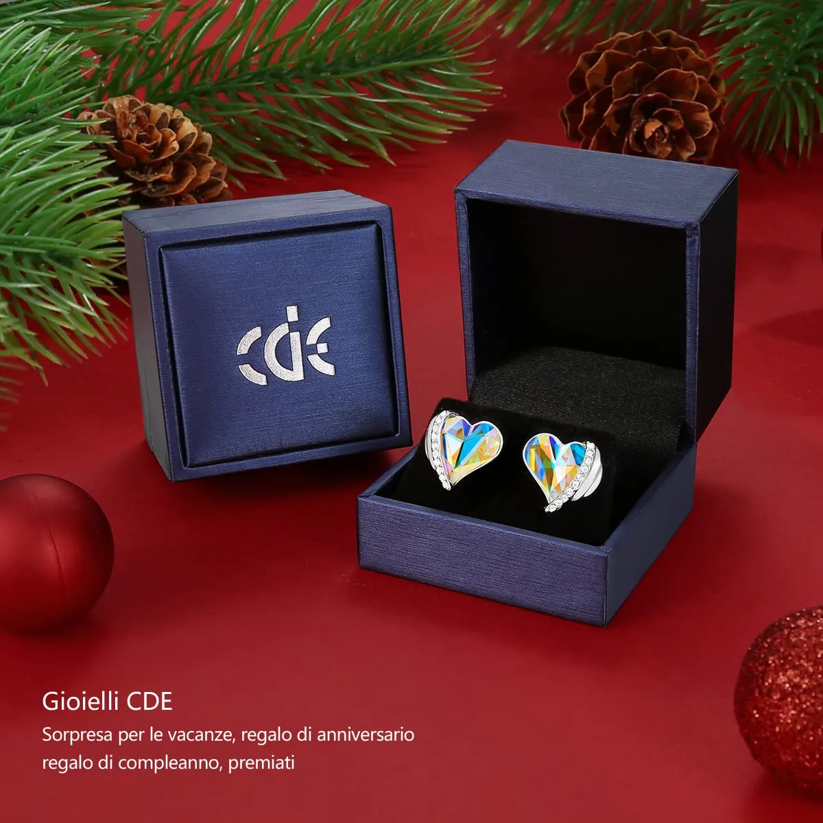 CDE Cuore orecchini lobo oro rosa con cristalli