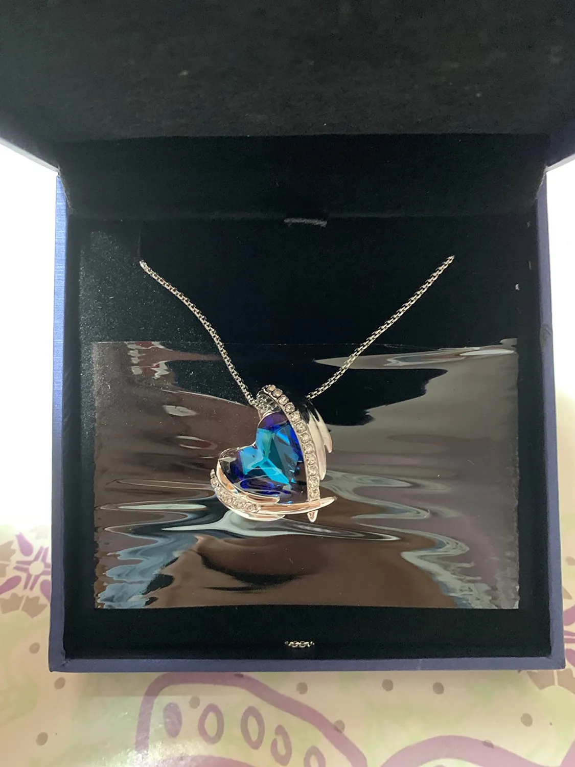 CDE collana cuore angelo oro rosa cristalli birthstone