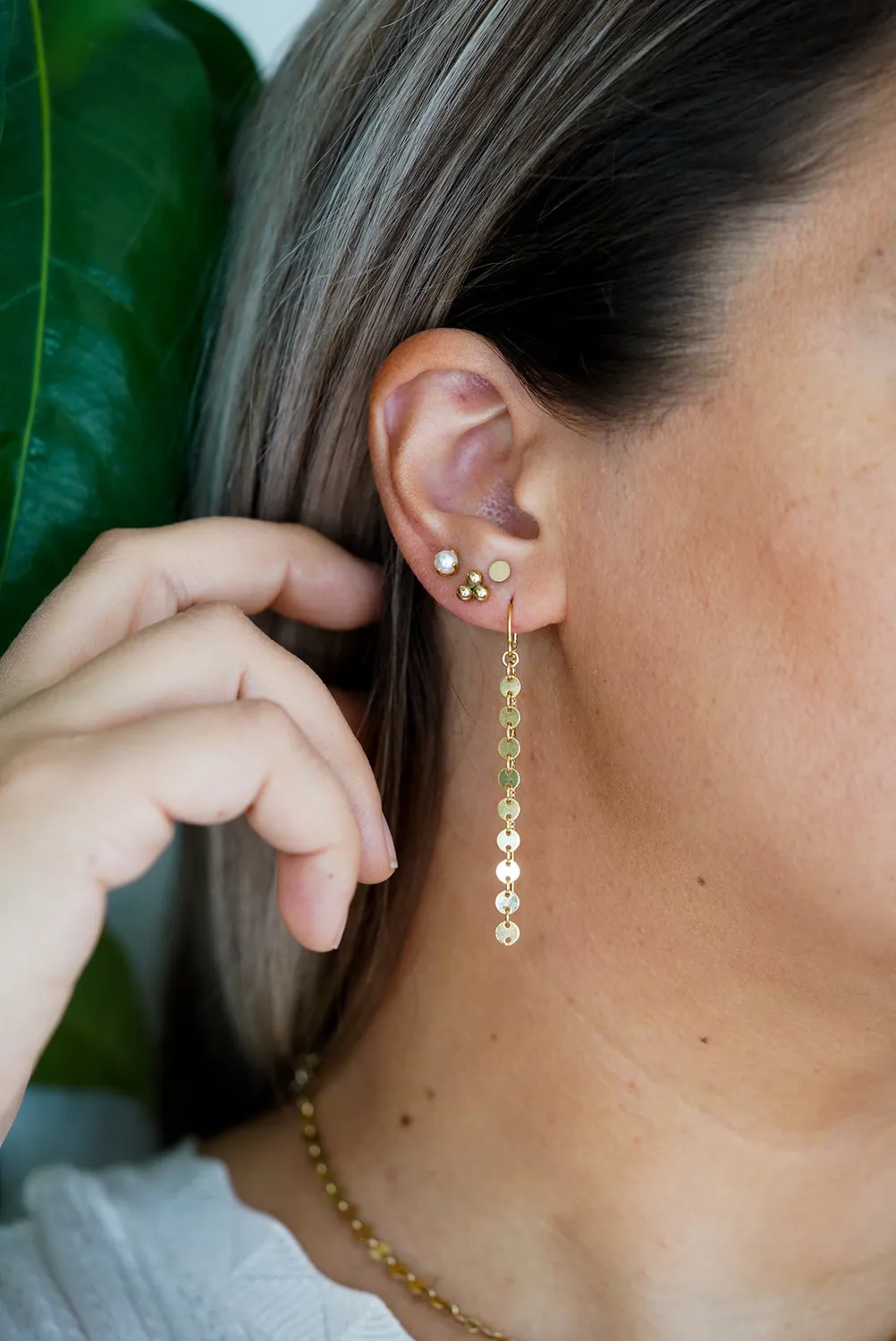 WordsByHeartCo Sequin Chain Orecchini threader argento
