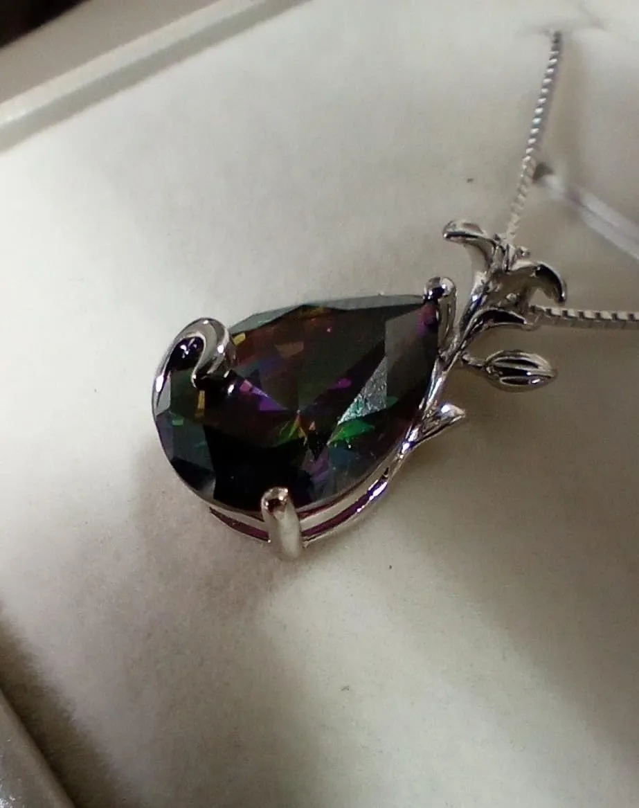 YL Giglio collana argento 925 pietra pera