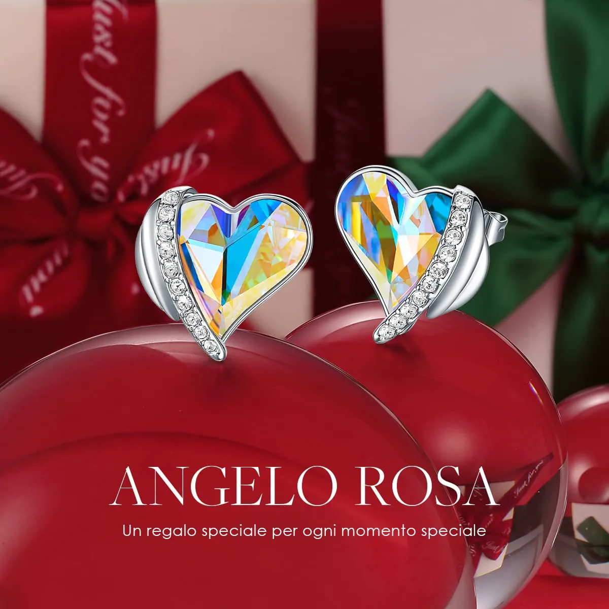 CDE Cuore orecchini lobo oro rosa con cristalli